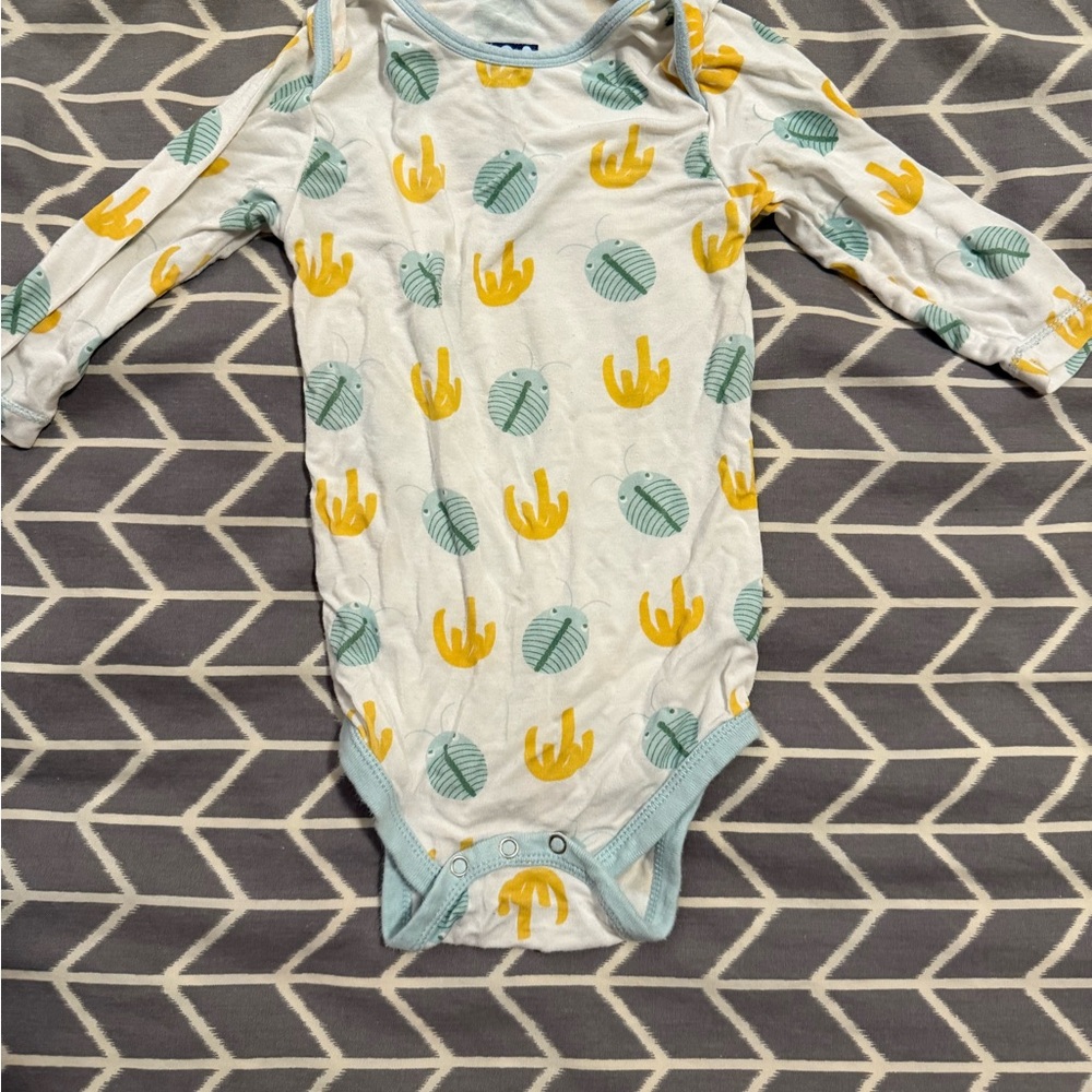Kickee Pants Yellow and Blue Bodysuit Soft Stretchy Fabric